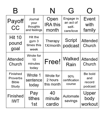 March Goal Digging Bingo Card
