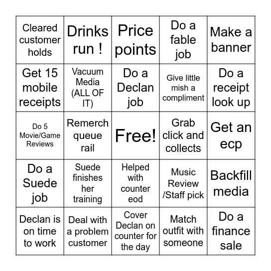 Merch Team! Bingo Card