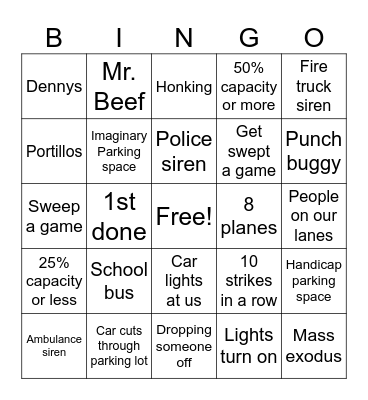 Monday Night BINGO Card