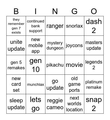 pokemon day Bingo Card