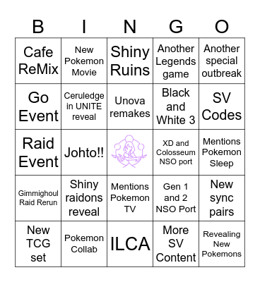 Pokemon Presents Bingo Card