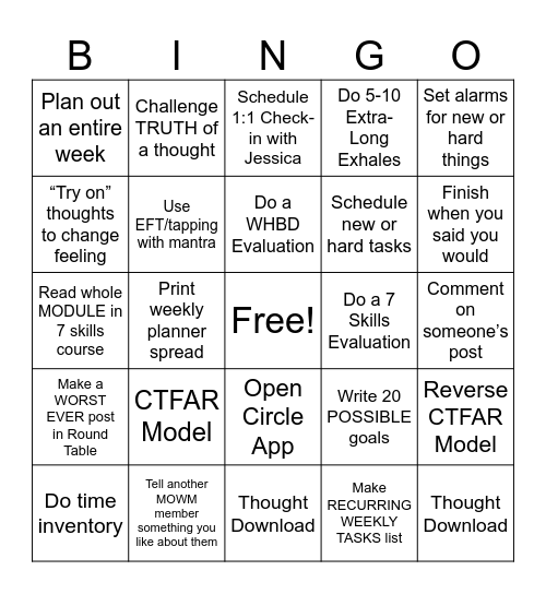 MOWM BINGO Card