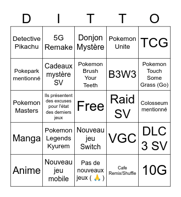 Pokemon Presents 27.02.2024 Bingo Card