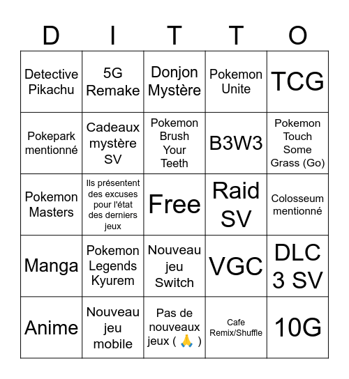 Pokemon Presents 27.02.2024 Bingo Card