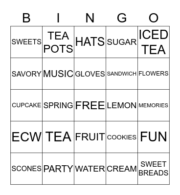 TEA PARTY GAME Bingo Card