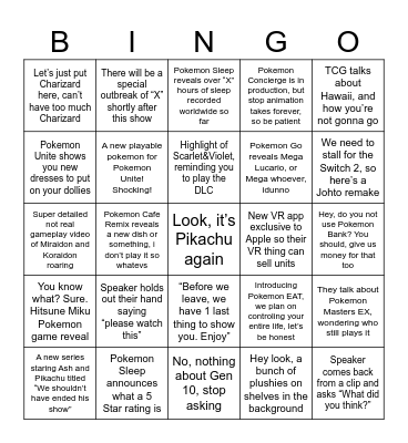 Pokemon presents Bingo Card