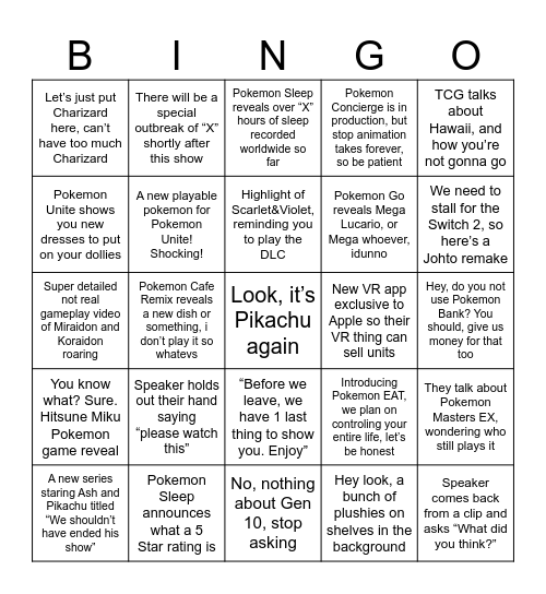 Pokemon presents Bingo Card