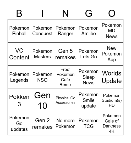 POKEMON DAY BINGO Card