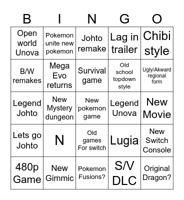 Pokemon presents bingo Card