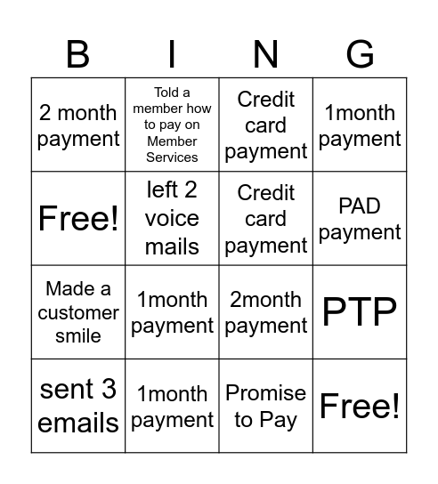 Time for Fun Bingo Card