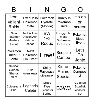 Pokemon Day 2024 Bingo Card