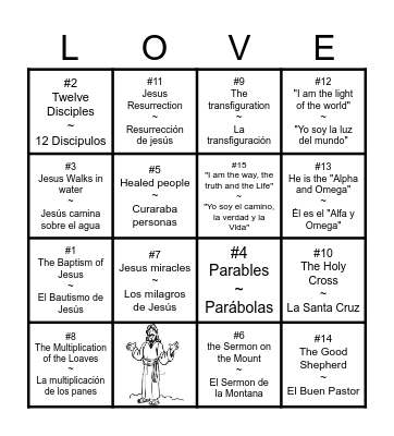 Jesus's Life Bingo Card