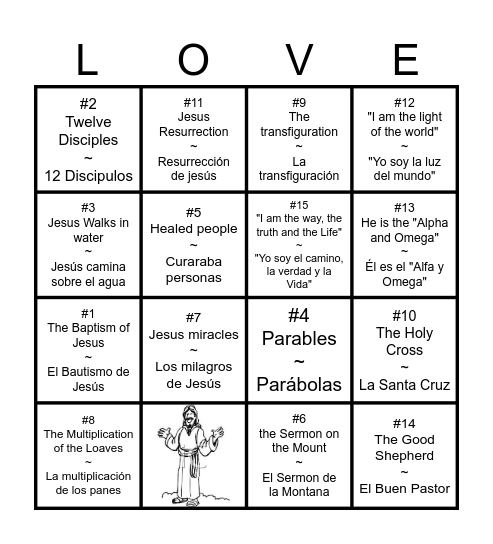 Jesus's Life Bingo Card