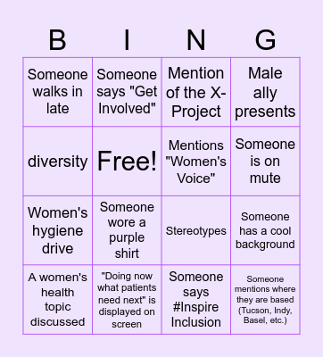 IWD/IWN Watch Party BINGO Card