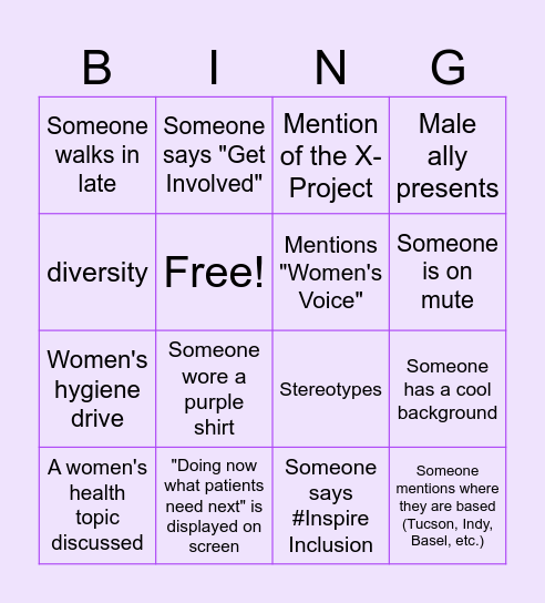 IWD/IWN Watch Party BINGO Card