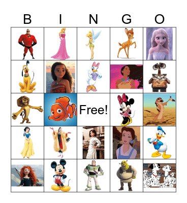 Disney Characters Bingo Card