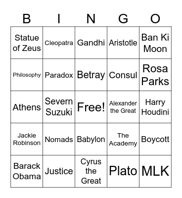 Great People Bingo Card