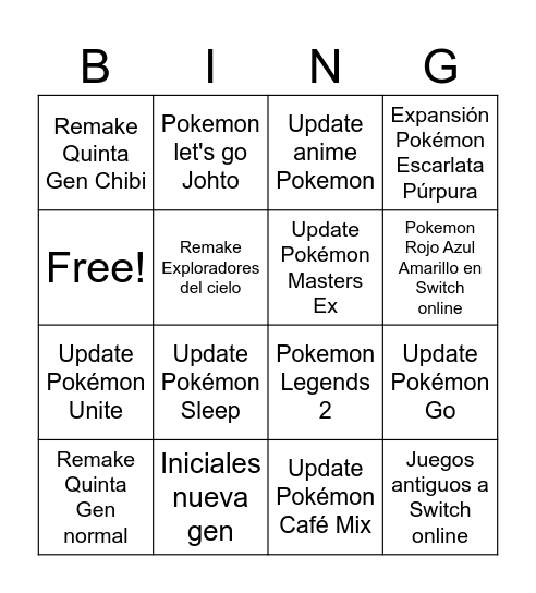 Pokemon Presents 2024 Diego Bingo Card