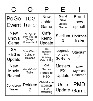 Pokemon Day 2024 Bingo Card
