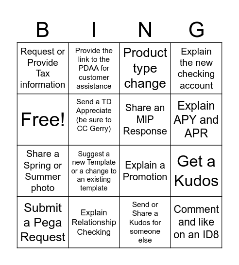 Spring Bingo in the Asylum Bingo Card