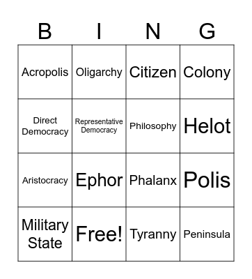 Unit 4 Vocabulary Bingo Card