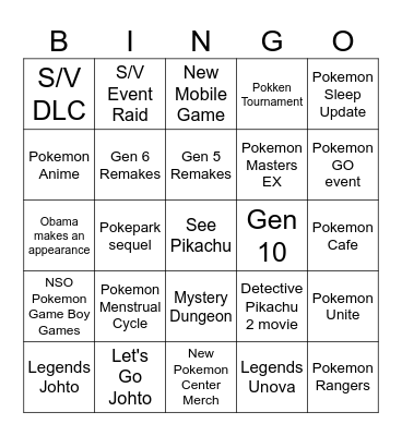 Pokemon Day 2024 Bingo Card