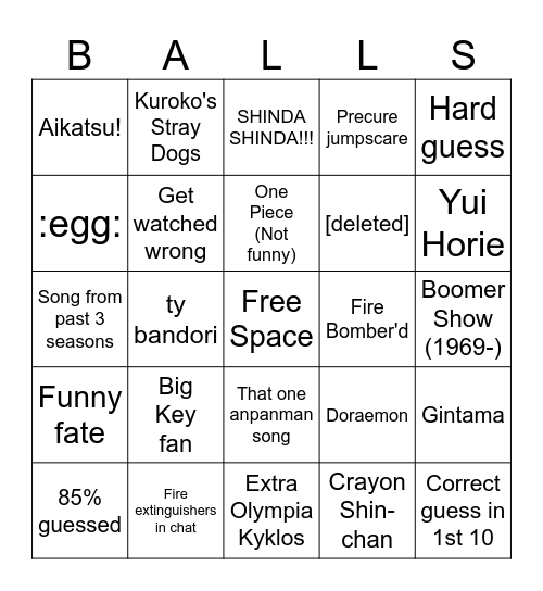 AMQ Ranked Pain Bingo Card