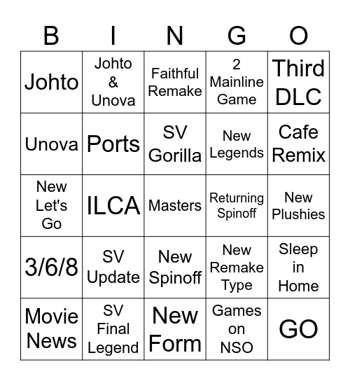 POKEMON PRESENTS Bingo Card