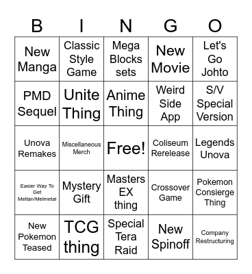 Pokemon Day Announcements Bingo Card