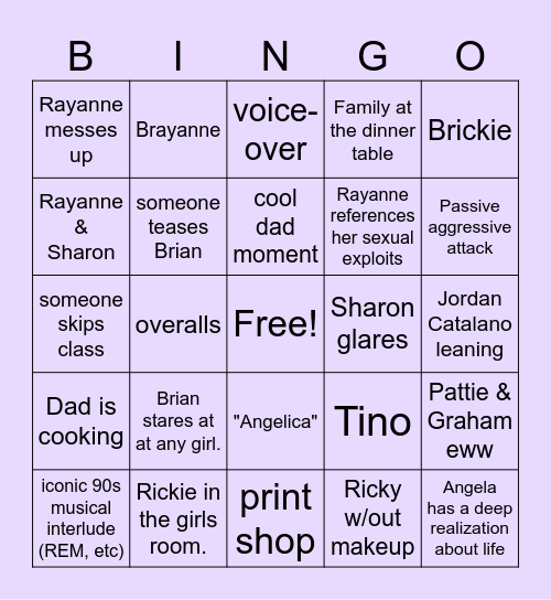 My So-Called Bingo 4 Bingo Card