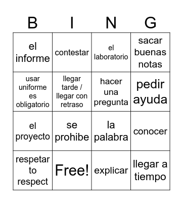 Mi Instituto Bingo Card