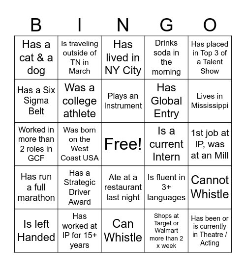 GCF Get to Know Bingo Card