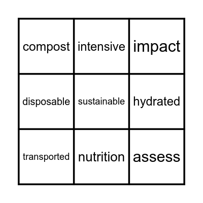 Module 8 Week 1 Vocabulary Bingo Card