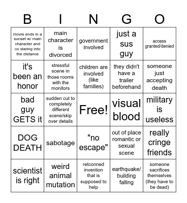 really bad natural disaster movies Bingo Card