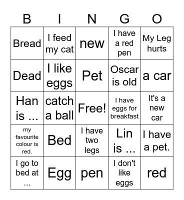 Ee Phonics Bingo Card