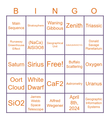 Astrobingoclub Bingo Card
