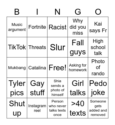 Shrek lovers bingo Card