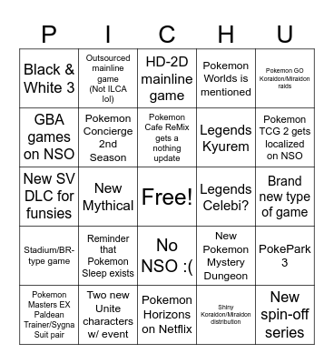 Pokemon Presents Bingo :) Bingo Card