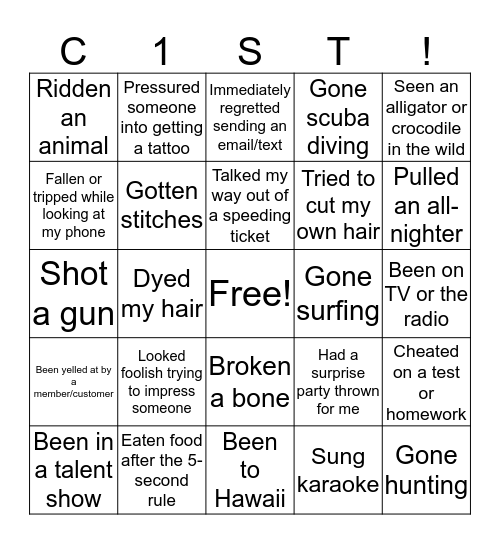 C1st Bingo! Bingo Card