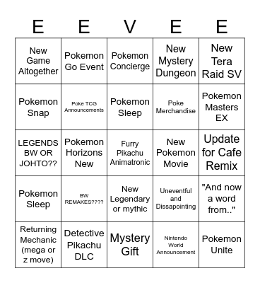 Pokium BINGO Card