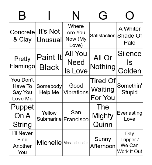 Finbars K1 Bingo Card
