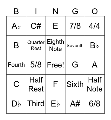 Music Bingo Card