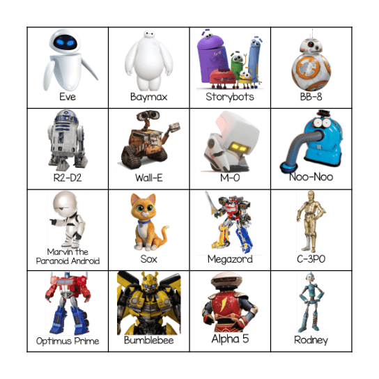 Robot Bingo Card