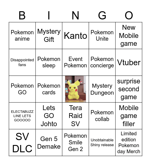 Pokemon day 2024 Bingo Card