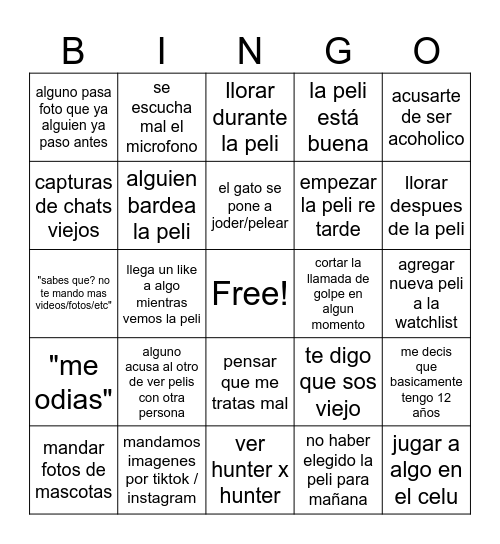 pelis bingo Card