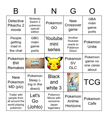Pokemon Direct 2024 Bingo Card