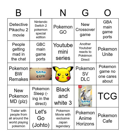 Pokemon Direct 2025 Bingo Card