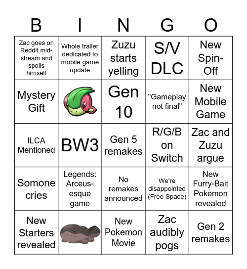 2/29/24 Pokemon Direct Bingo Card