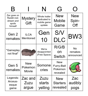 2/29/24 Pokemon Direct Bingo Card