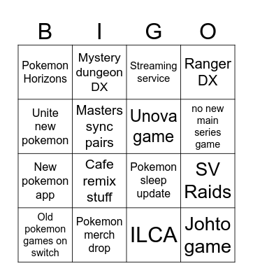 Pokemon Day Bingo Card